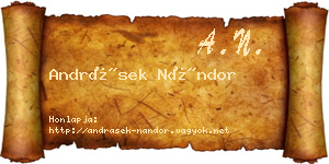 Andrásek Nándor névjegykártya